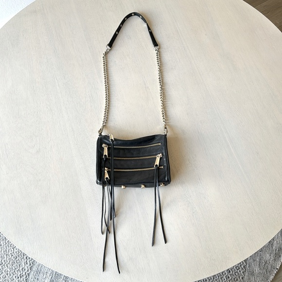 Rebecca Minkoff women’s black and gold zipper chain crossbody purse - Picture 1 of 8